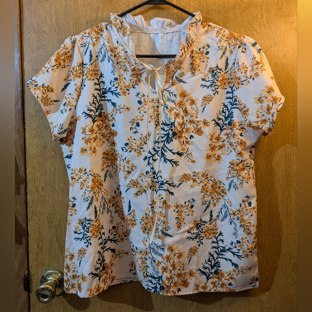 Shein Beige Floral Top